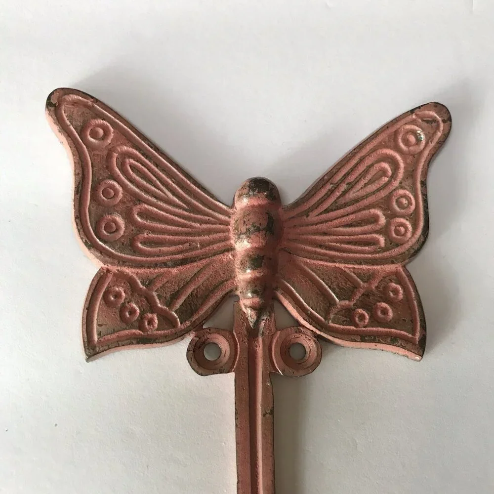 Vintage Cast Iron Wall Hook Decoration Butterfly Decor Victorian Fairy Rustic